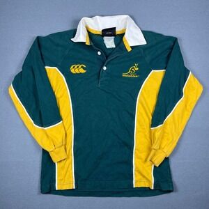 Canterbury Australia Wallabies Rugby Jersey Mens Small Green Gold Long Sleeve